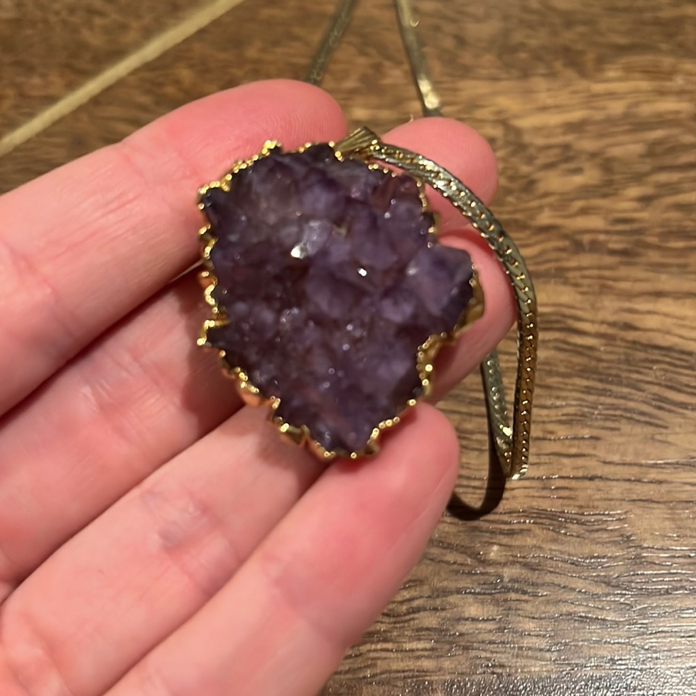 Amethyst cluster pendant necklace